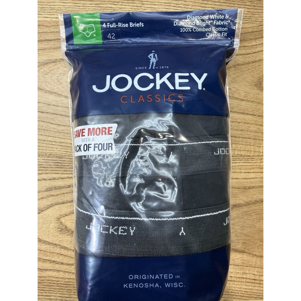 Jockey Full-Rise Briefs Men's Sz 42 Black Underwear 4-pack Classic Fit NEW 2012